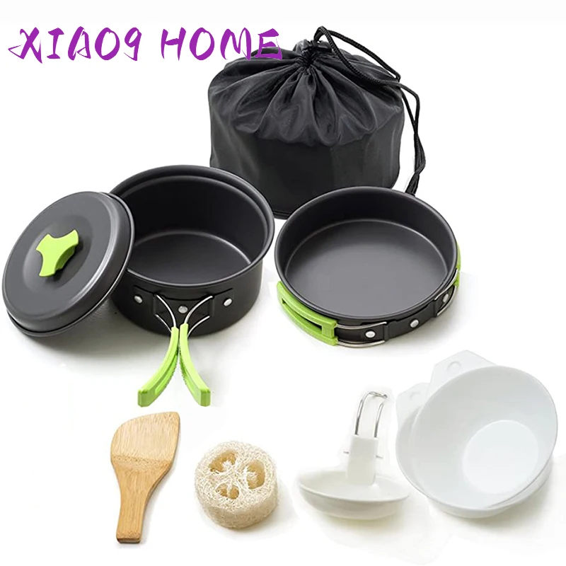 

Сверхлегкая посуда для пикника, кемпинга, посуда, посуда, горшок, столовая посуда, набор ложки для газовой плиты, для 2-3 человек, для путешест...