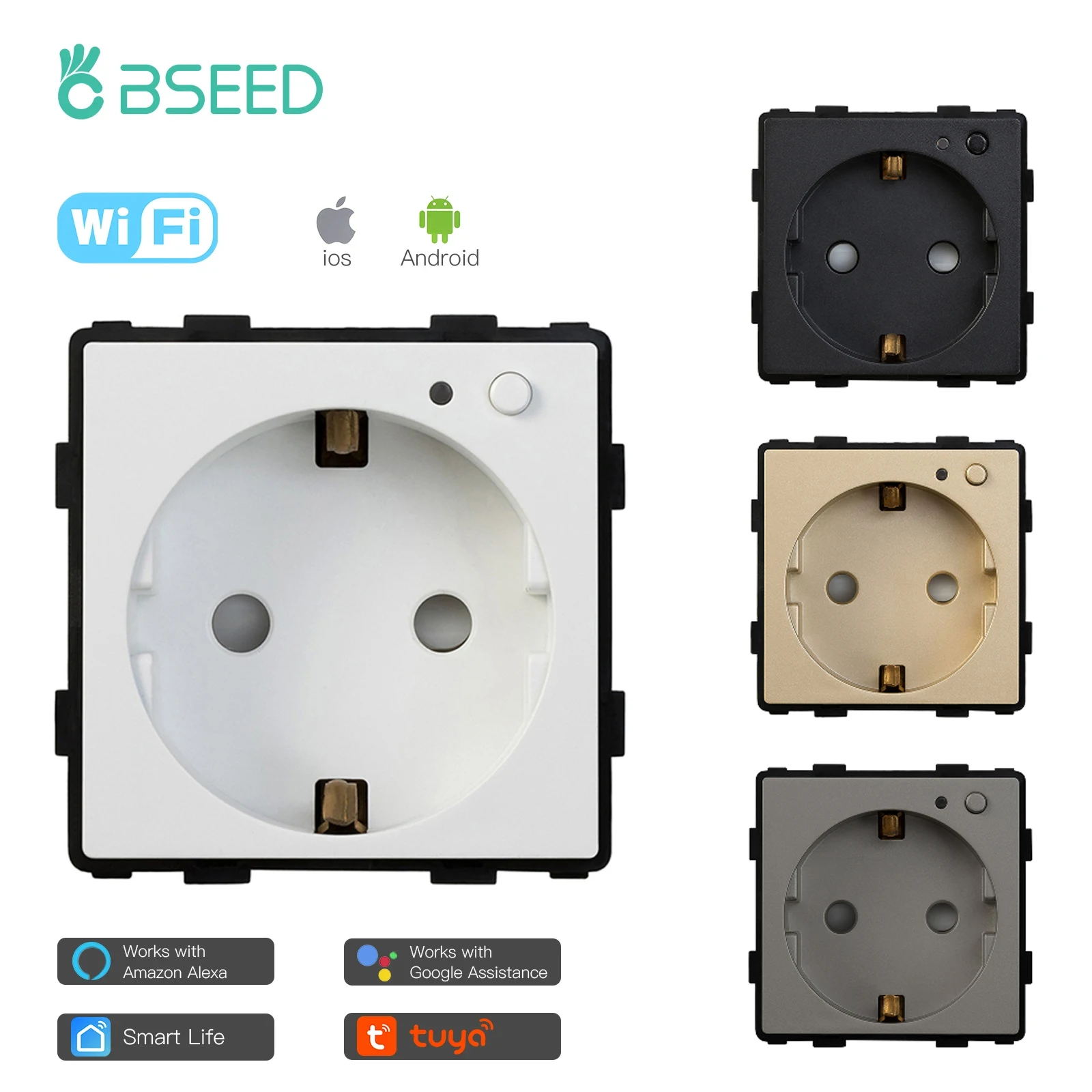 Умная розетка BSEED EU с Wi-Fi, электрическая розетка с контролем мощности, с управлением через приложение