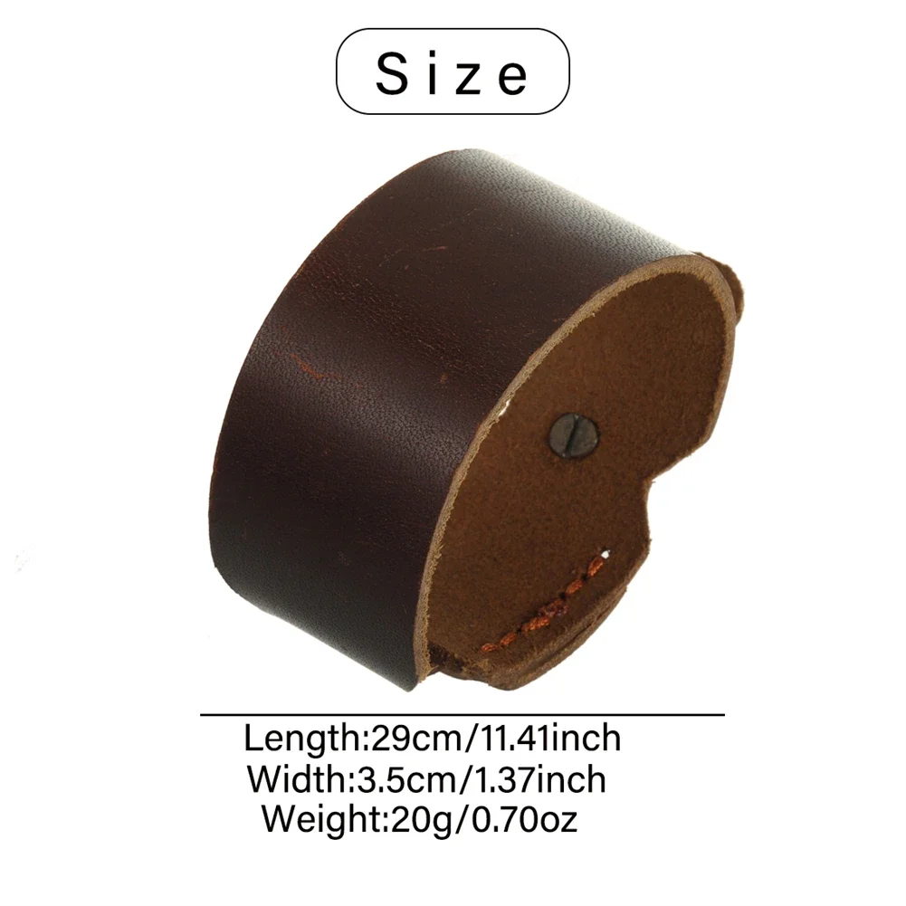 Мужской классический кожаный браслет коричневый регулируемый размер однотонный