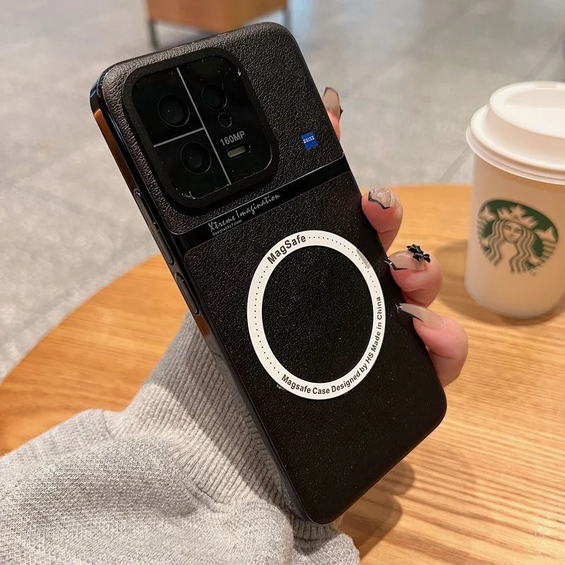 

Luxury Magnetic Leather Case For Xiaomi Mi 13 Pro Mi13 Wireless Charging Camera Lens Protection Electroplated Bumper Back Cover