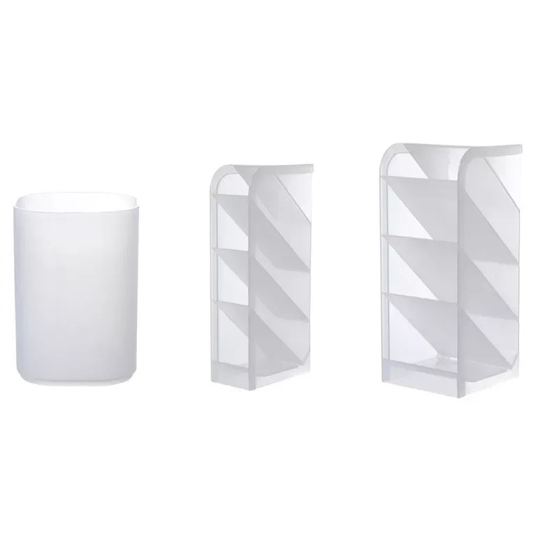 

Простой Прозрачный Матовый держатель для ручек 63HD, 4-слойный Наклонный цветной маркер, держатель для ручек для офиса, школы, дома, ванной ком...