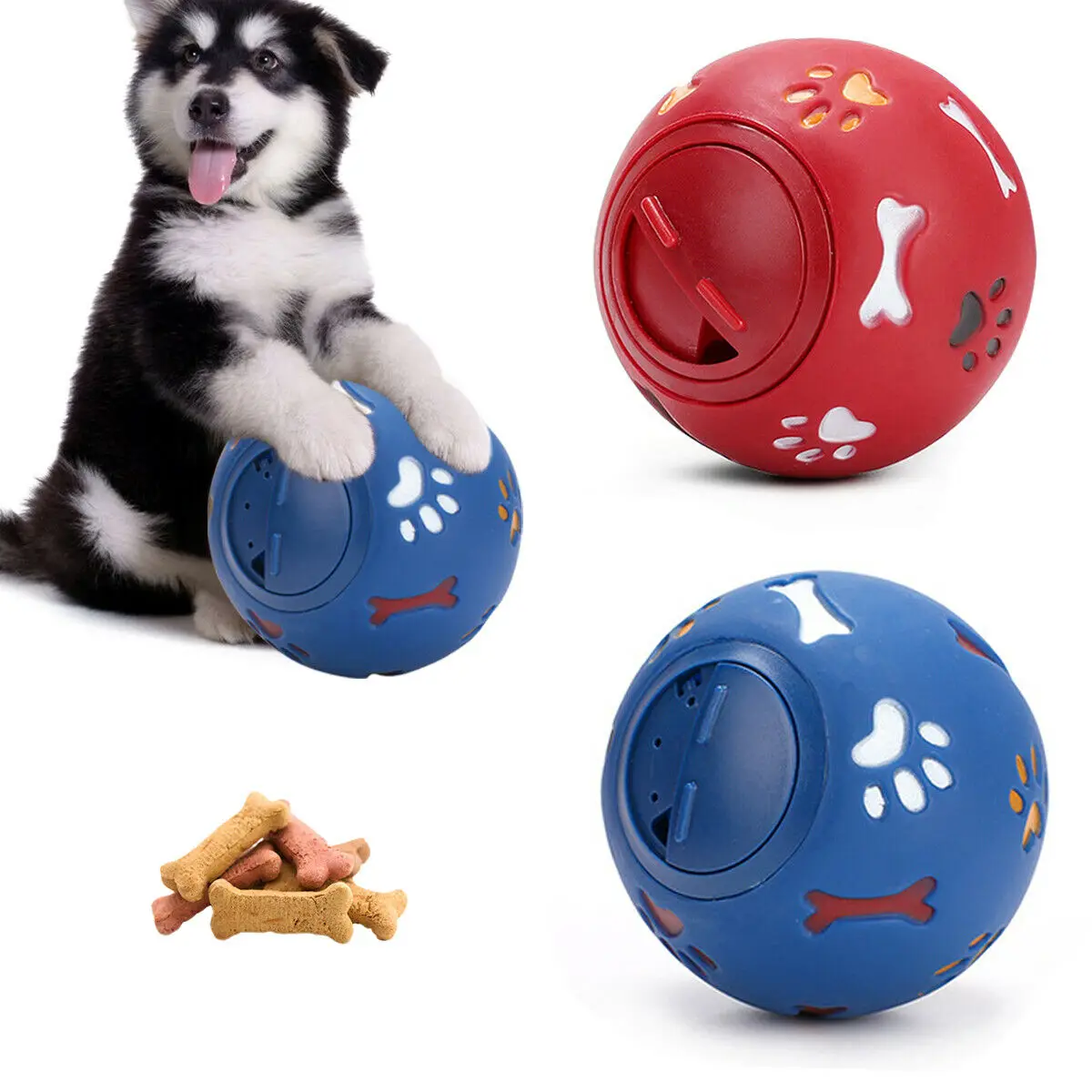 

Dog Pet Puzzle Toy Fun Tough Treat Ball Mental Food Dispenser Interactive Play