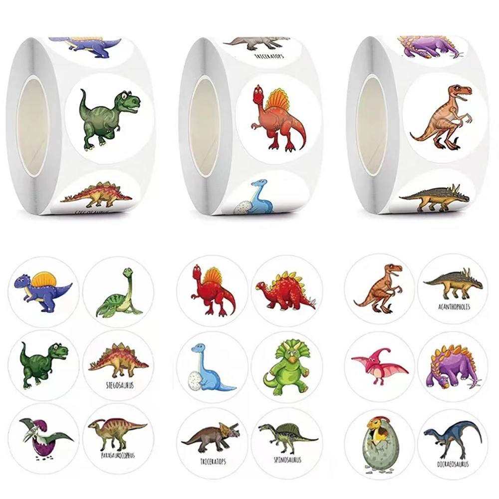 50-500pcs Cute Animal Dinosaur Stickers For Kids 1 Inch Boy 