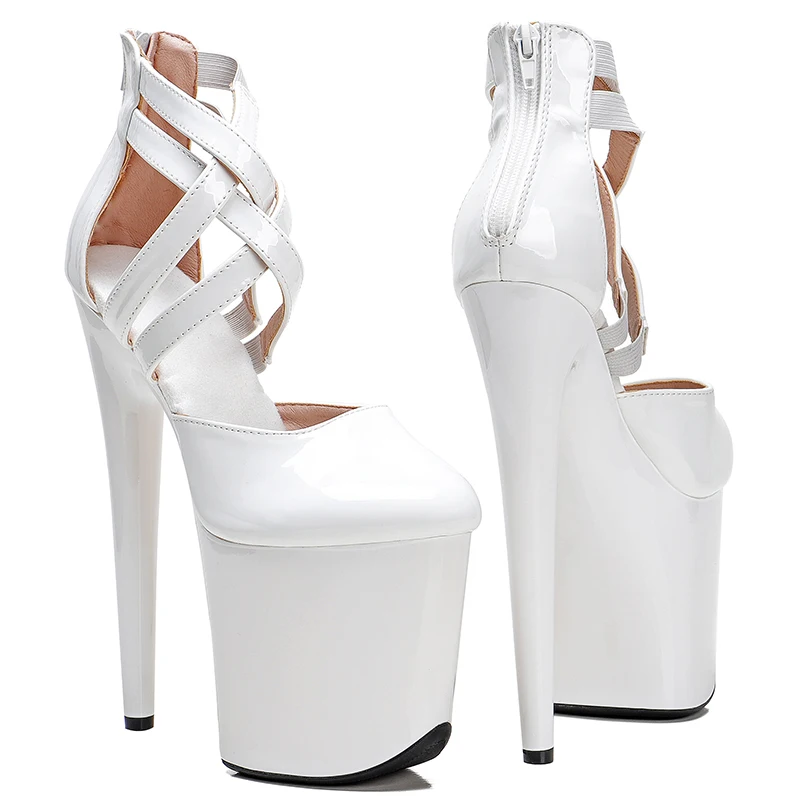 Leecabe 20cm/ 8inches Patent Upper lady  sexy high heel closed toe  sandals  pole dance shoes