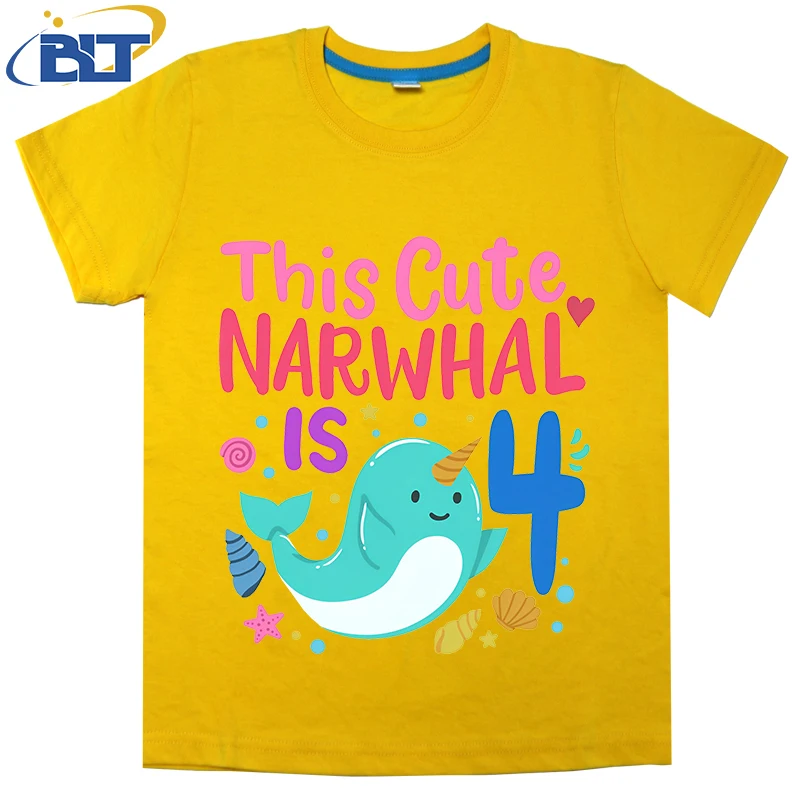 Детская Хлопковая футболка с принтом коротким рукавом