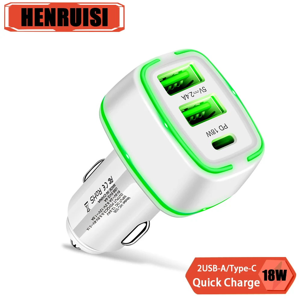 

USB PD Car Charger 18W Quick Charge QC3.0 Mobile Phone Charger For iPhone 15 Samsung Xiaomi Huawei Mate 60 Adapter Fast Charging