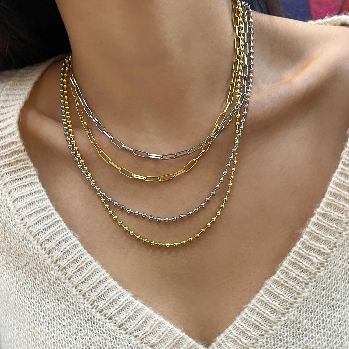 

Simple cool stylish double-layered couple' personalized necklaces new sweater chain women necklace