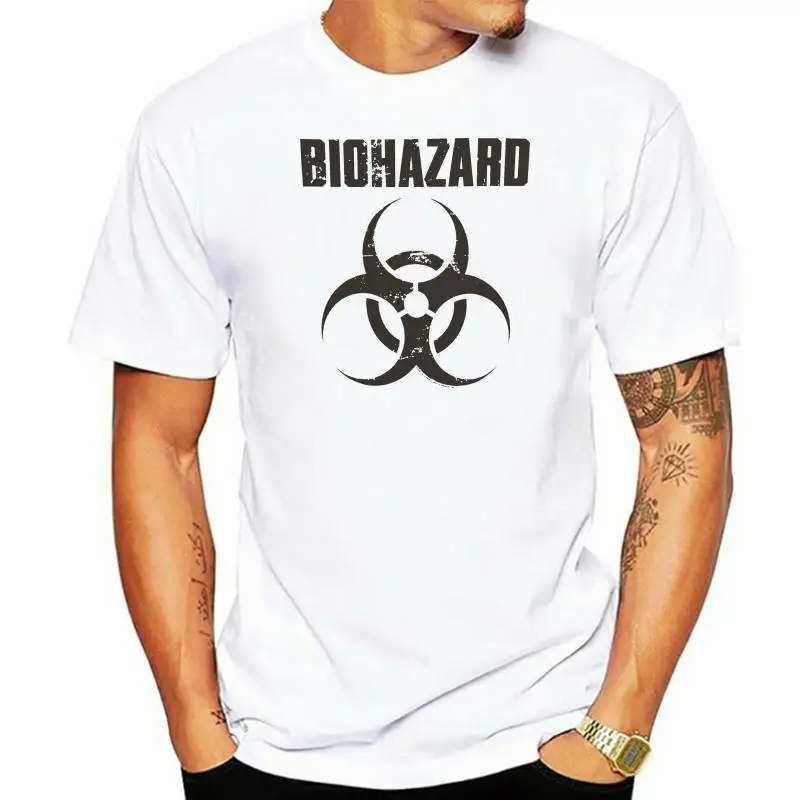 

Biohazard Men'S Classic Logo (White) T-Shirt White Tee Tshirt Tee Shirt