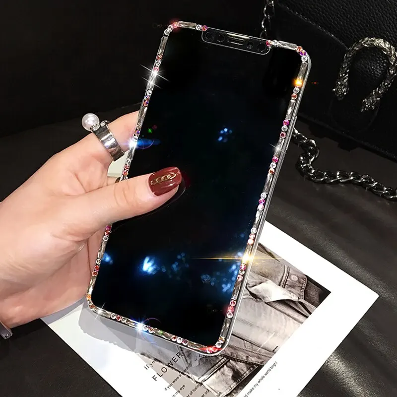 

Rhinestone Anti Peeping Tempered Glass Film For iPhone X XR XS 14 13 12 11 Pro Max 7 8 Plus SE2 Diamond Privacy screen protector
