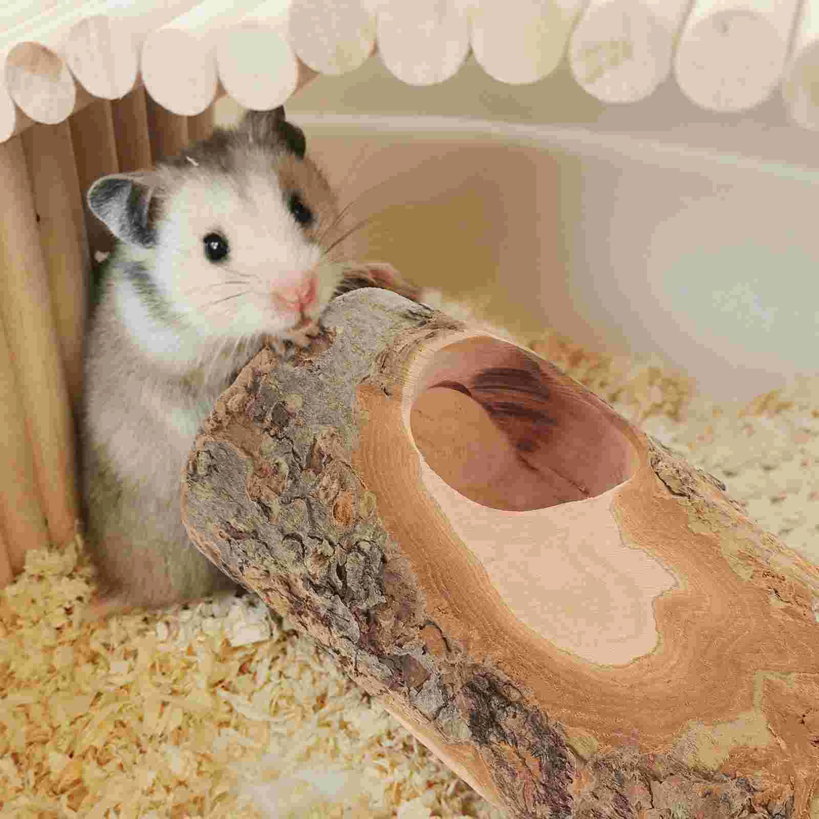 

Tree Hole Hamster Accessories Wood Toys Tunnels Guinea Hide Tube Hideout Wooden Cave