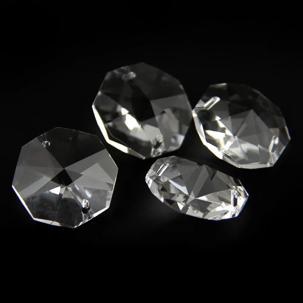 306 шт./лот 30 мм прозрачные стеклянные Восьмиугольные бусины с двумя отверстиями
