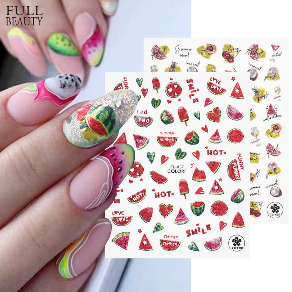 

Наклейки "Арбуз" для летнего дизайна ногтей фрукты Гель-лак слайдеры Сделай Сам наклейки для маникюра украшения аксессуары CHCL055-067