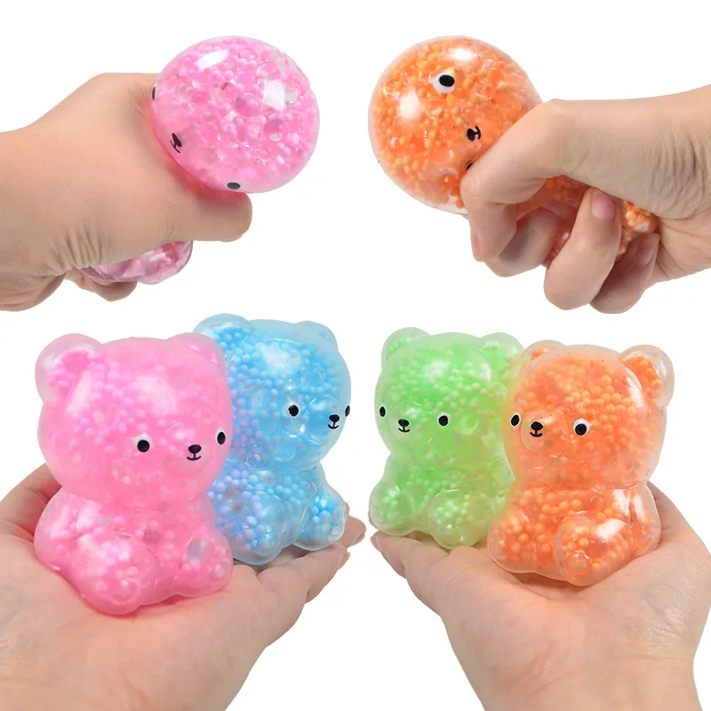 

Stress Relief Foam Beads Bear Squeeze Toys TPR Kawaii Candy Animal Sensory Toys for Children Anti Stress