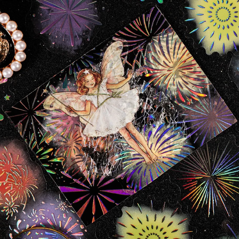 20PCS Fireworks Theme Stickers DIY Handbook Scrapbook Photo Frame Thermal Mug phone case water cup notebook adhesive tape