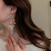 butterfly tassel beaded dangle earrings for women sweet girl temperament earrings 2022 korean fashion student%c2%a0romantic jewelry