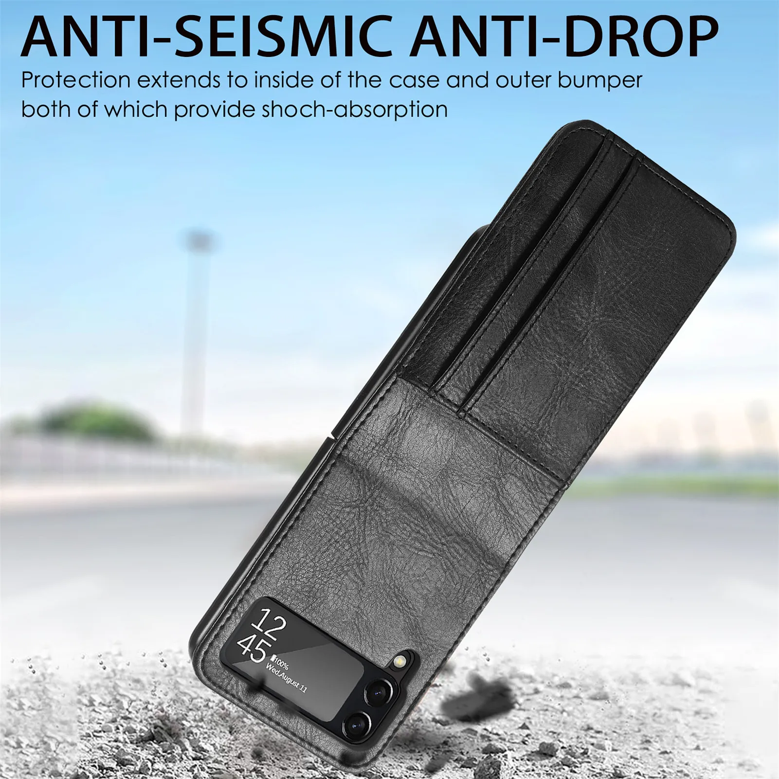 Фото Применим для Samsung Galaxy Z Flip4 мобильный телефон Case Zflip3 складывающаяся вверх и вниз интегрированная многорозетчатая карта 2 в 1 защита №5