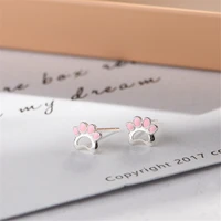 fashion cat paw ear studs female cute pink cat footprint accessories wholesale