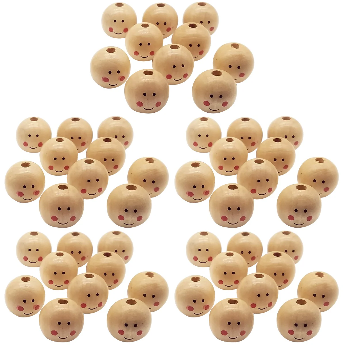 5x Smile Face Beads Head Spacer Beads Crafts Wooden Beads Bracelet Wood Bead Crafts Wooden Beads Bracelet Bead Charms