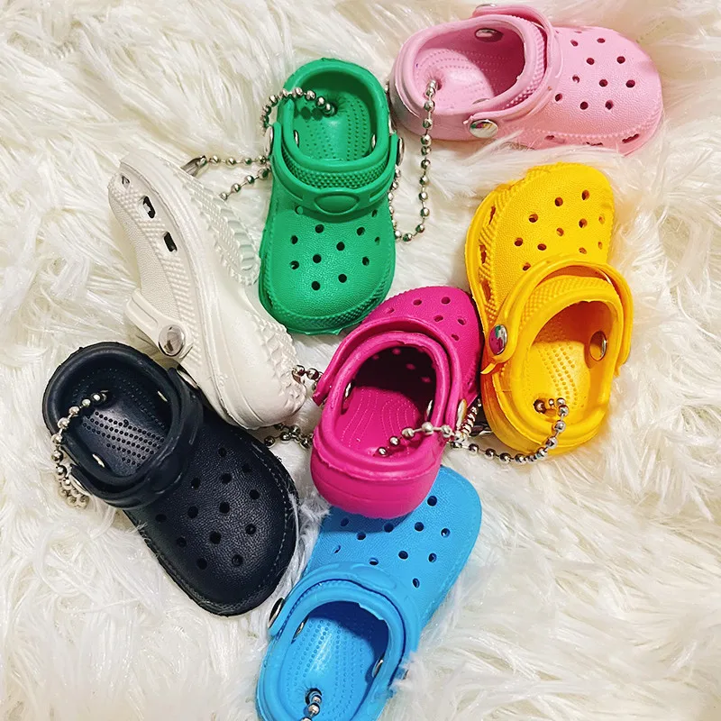 1PC Cute 3D Mini EVA Beach Hole Little Croc Shoe Keychain Girl Gift Bag Accessories Decoration Keyring Floating Key Chain Charm