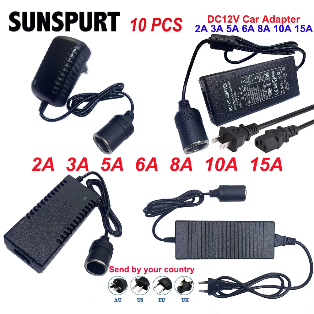 Адаптер питания для автомобильного воздушного насоса, адаптер питания для прикуривателя, 12 В, 2 А, 3 А, 5 А, 6 А, 8 А, 10 А, 15 А