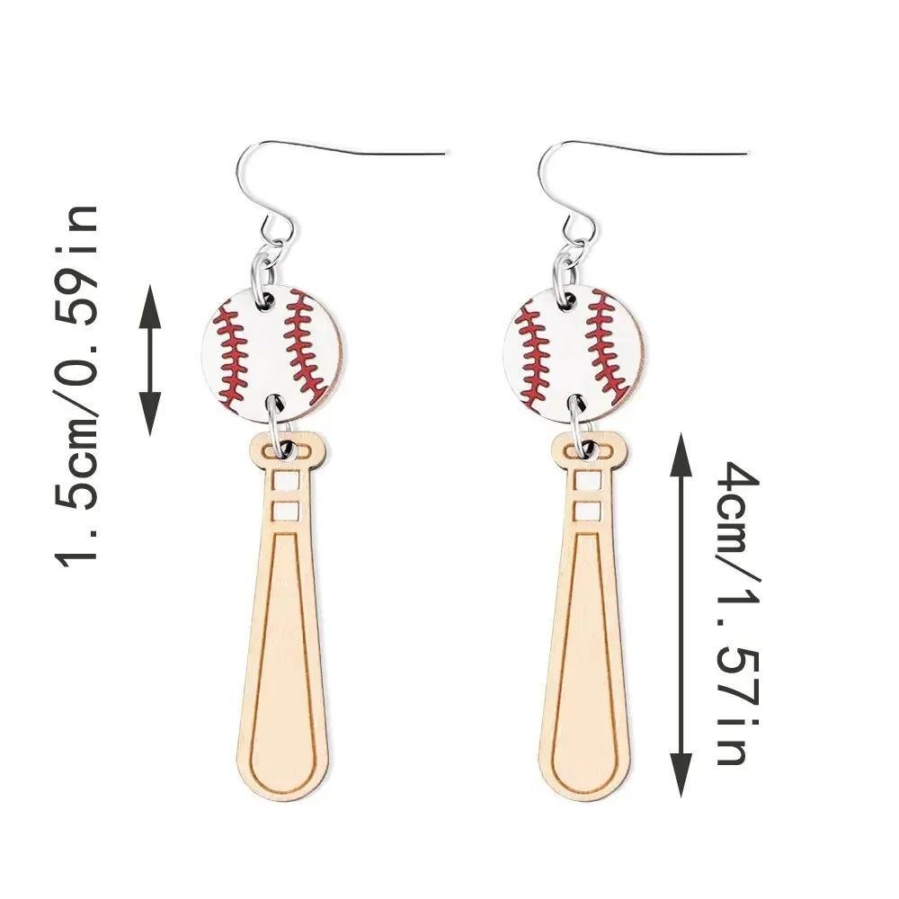 Деревянные бейсбольные Спортивные Повседневные индивидуальные серьги для