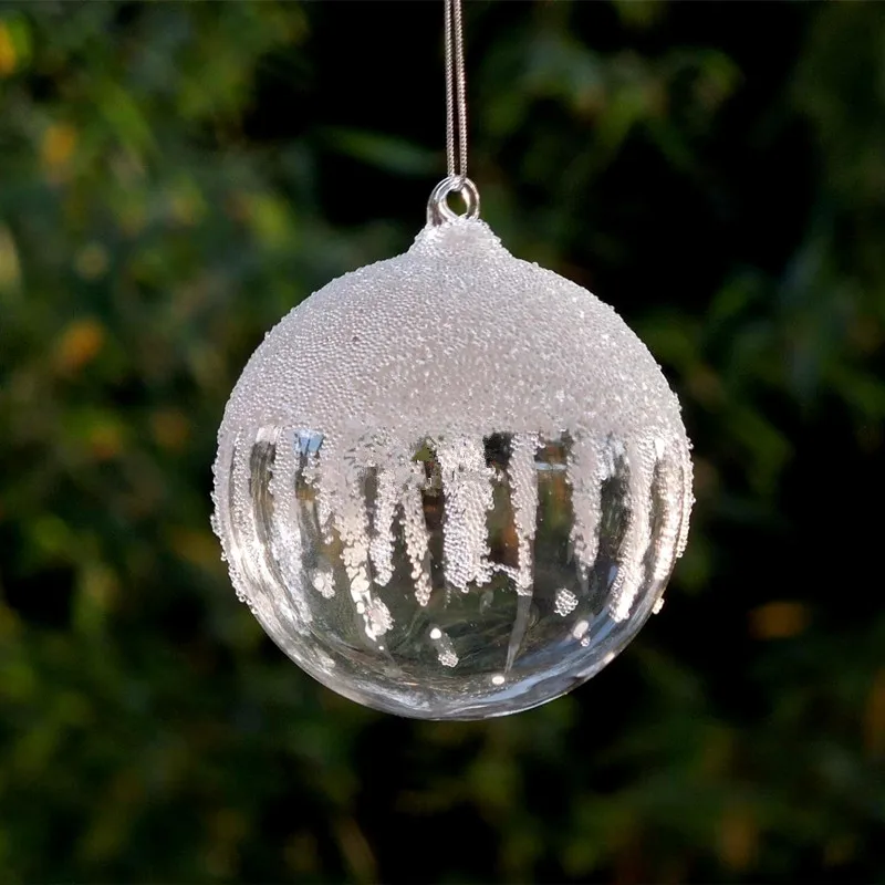 

Free Shipping Small Packing Surface Beads Sticking Transparent Glass Ball Christmas Ornament Gift Decoration Hanging Globe