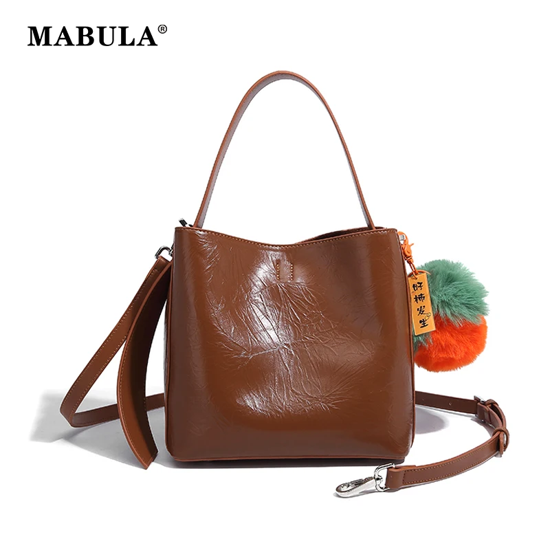 

MABULA Small Basket Handbag Set 2 Pcs Vegant Leather Top Handle Purse Removable Strap Crossbody Phone Bag for Travel
