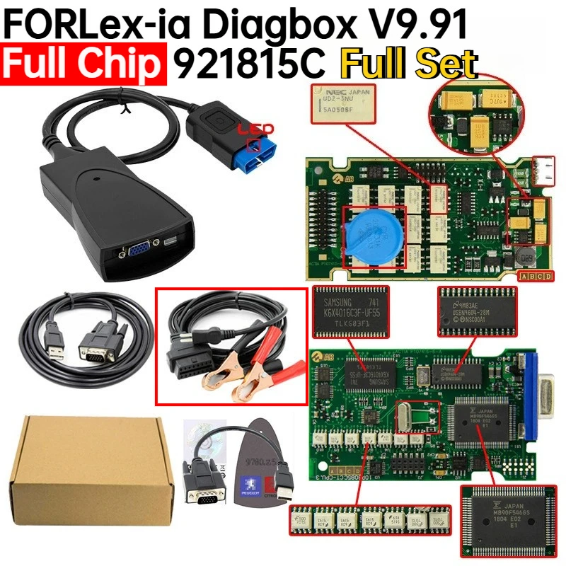 Фото Новейший полный комплект чипов 2026 года для Lexia 3 PP2000 Diagbox V9.85 и VM Diagbox 9.91, полный чип 921815C, диагностический инструмент, ЛУЧШЕЕ качество, полный набор. №1