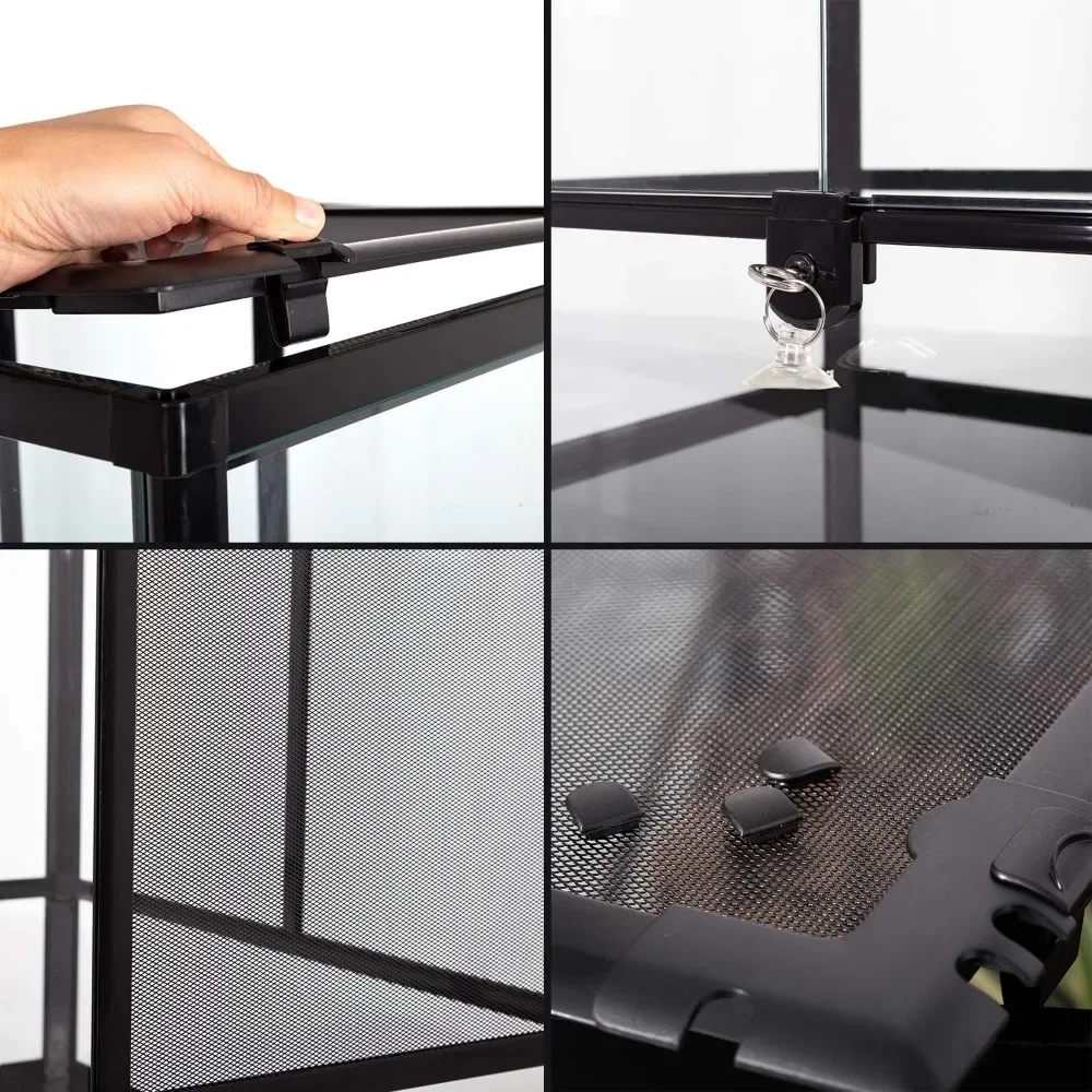 Высокий стеклянный террариум для рептилий тропический лес внутренняя дверь с