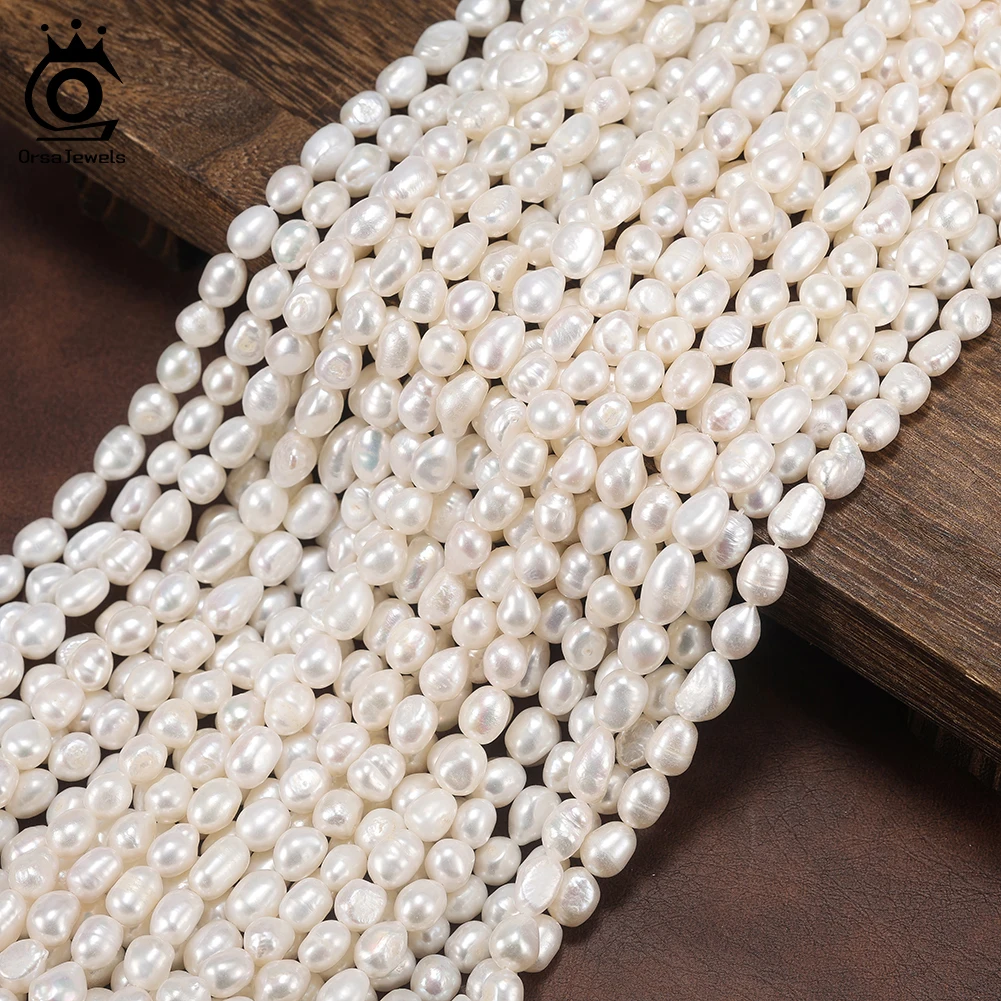 Фото ORSA JEWELS 100% натуральный пресноводный жемчуг 3A/4A, высокое качество, жемчужные бусины Baoque для изготовления ювелирных изделий, браслеты «сделай сам», оптовая продажа PP1 №1