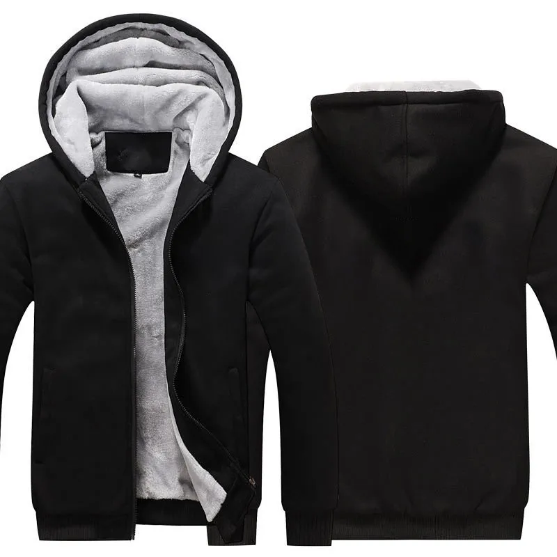 

Winter fleece thickened outdoor warm men's zipper pocket hoodie top