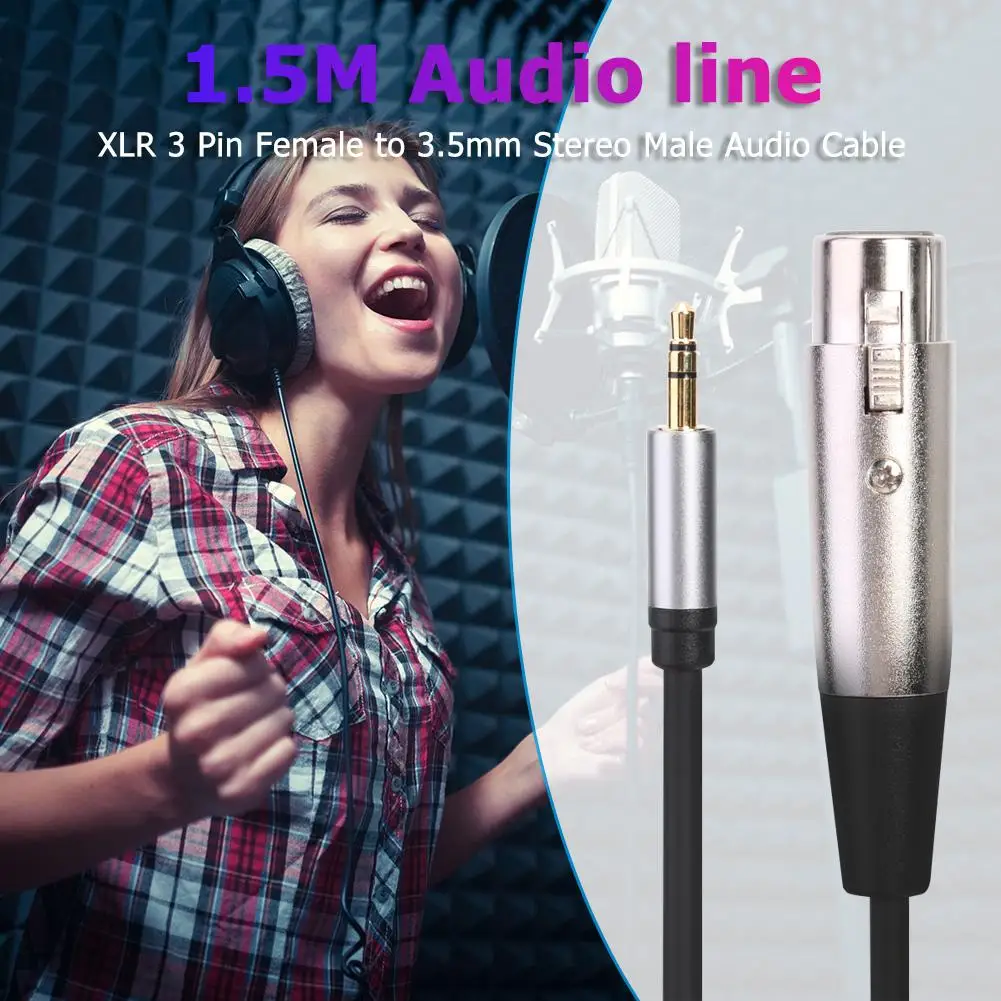 

Audio Line XLR 3 Pin Female to 3.5mm Stereo Male Gold Plated Smooth Connection Prevent Corrosion Audio Cable fWire or Mic Mixer