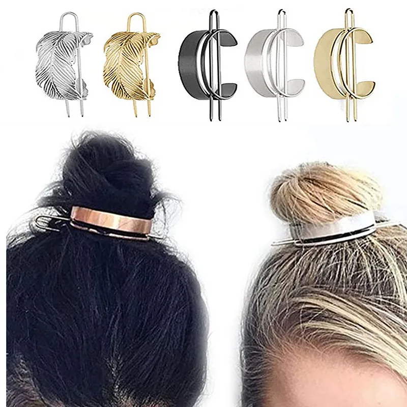 

Large Korean Retro Feather Leaf Hair Sticks Hair Clips Bun Cuff Hair Pins Cage for Women Girls Wedding Hair Accessories