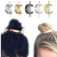 large korean retro feather leaf hair sticks hair clips bun cuff hair pins cage for women girls wedding hair accessories