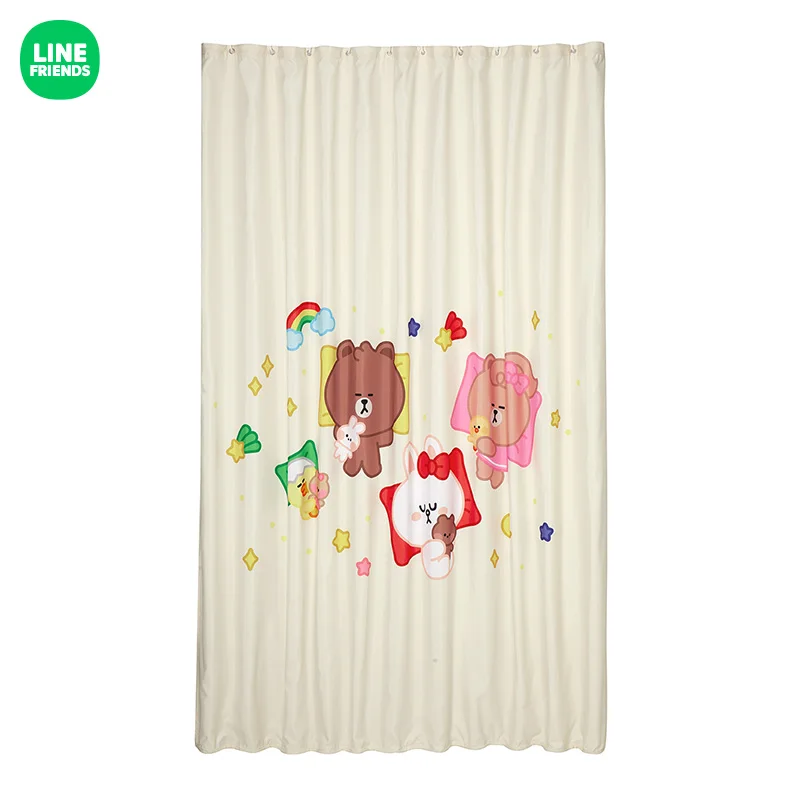 

Line Friends Brown Cony Sally Cartoon Kawaii Shower Curtain Super Cute Anime Peripherals Bathroom Waterproof Partition Curtain