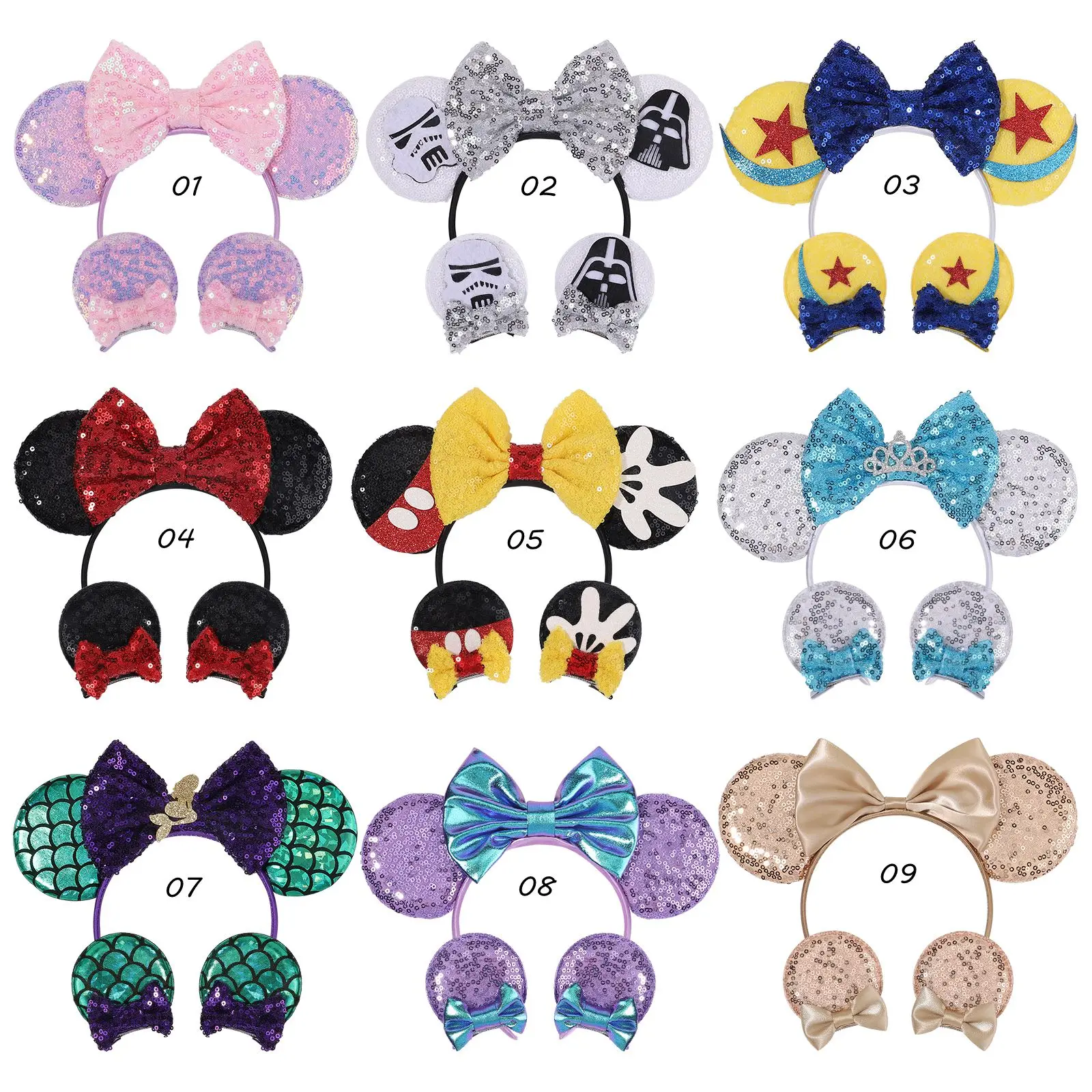 

5 Pcs/Lot,Sequin Mouse Ears Hairbands Hair Clips Kids Bow Ear Hairpins Baby Party Hairgrips Barrette Girls Hair Accessories