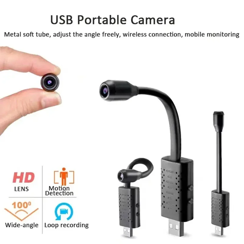 Фото Видеорегистратор, камера видеонаблюдения, мини-камера 4K USB, камеры наблюдения с гибким кабелем и функцией обнаружения движения. №3
