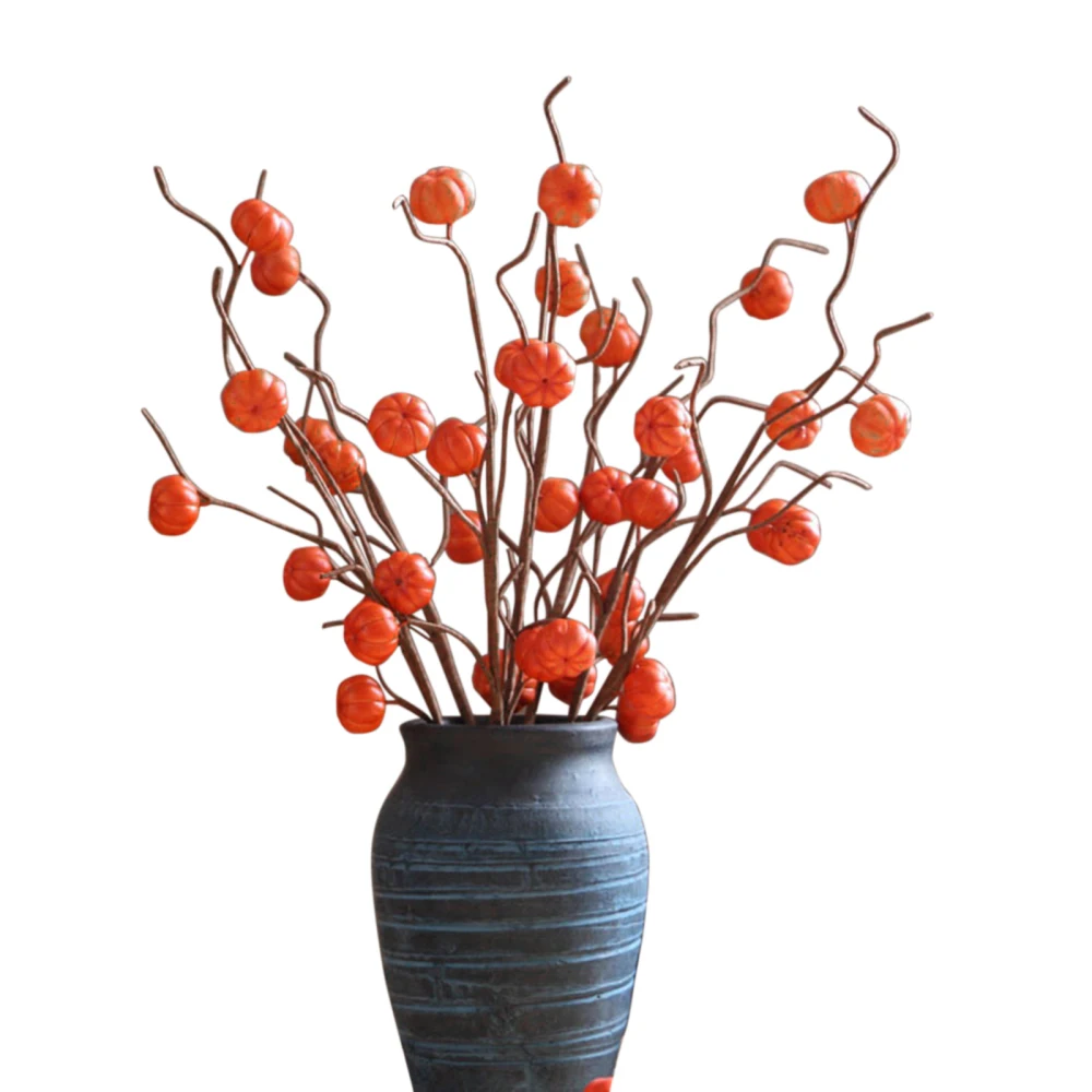 

Artificial Pumpkin Plant Simulation Maple Leaf Flowers Branches Garden Wedding Home Office Decoration