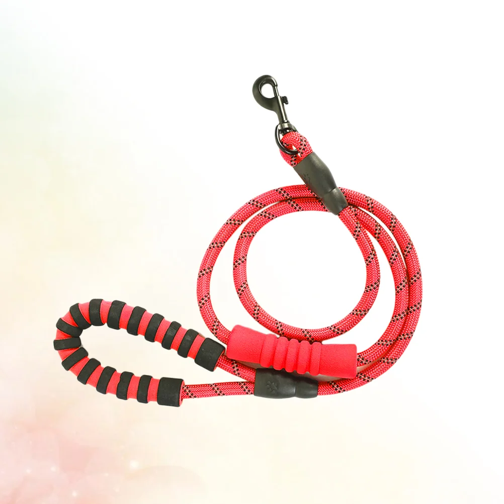 

Dog Reflective Nylon Strap Creative Double Handle Round Rope Practical Pet Pulling Rope (Red)