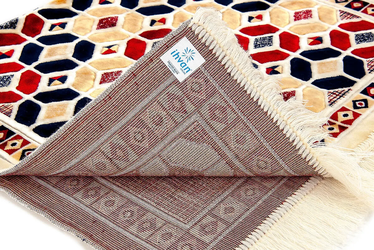 IQRAH Carpet Type Thick Special Lux Velvet Prayer Caravanserai-Red
