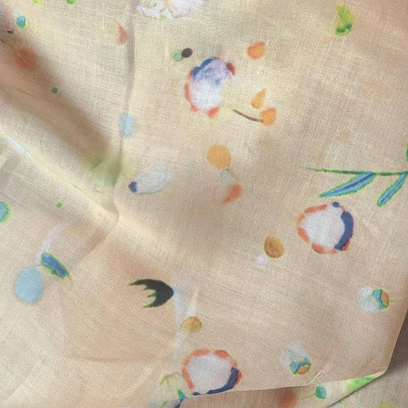 50X140 см опавшие листья возвращают их корня Рами ткань с принтом для платьев халат