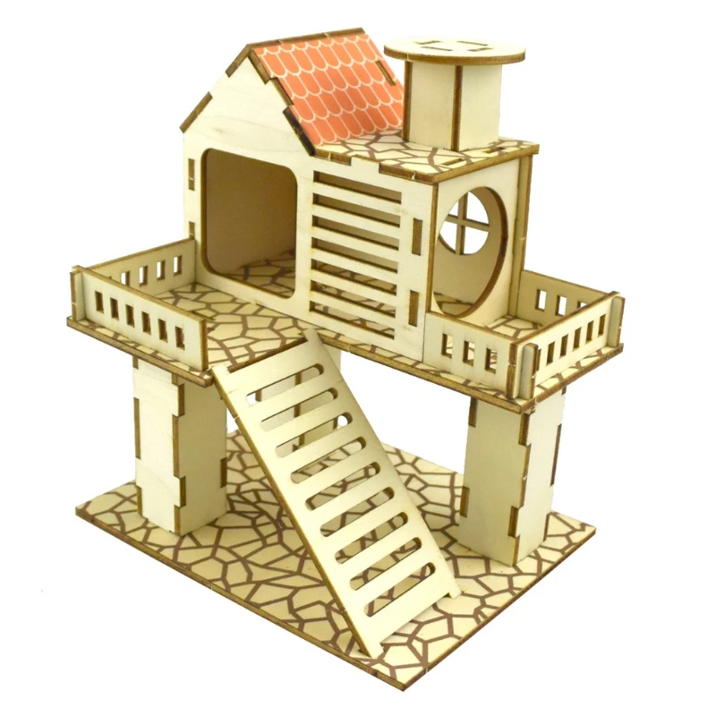 hamster wooden house villa easy to assemble small pets climbing toy hideout for squirrel cage accessories 5 colors free global shipping