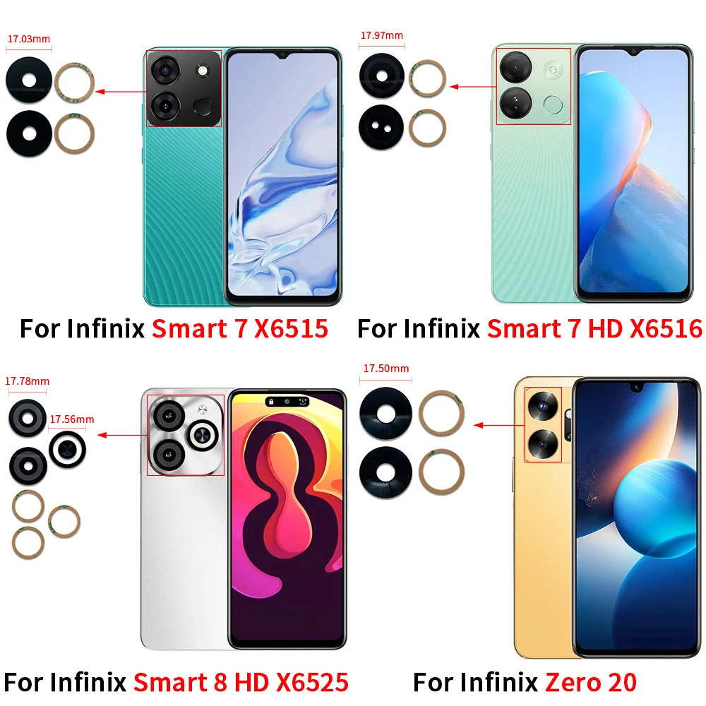 50 шт. стеклянная линза задней камеры с клеем для Infinix Smart 7 8 HD 3 Plus 4 6HD 5 Pro X6516 X6515 X6525