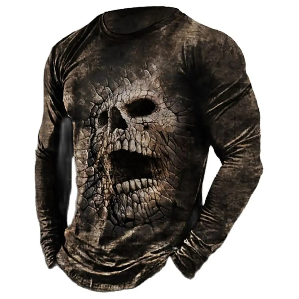 Футболка мужская с длинным рукавом и круглым вырезом большого размера - купить по