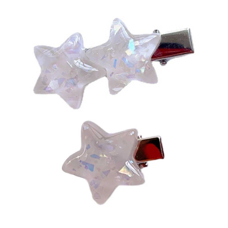 

Jelly Texture Star Shape Hair Barrettes Teens Duckbill Hairpin Glitter Hair Clip F0T5