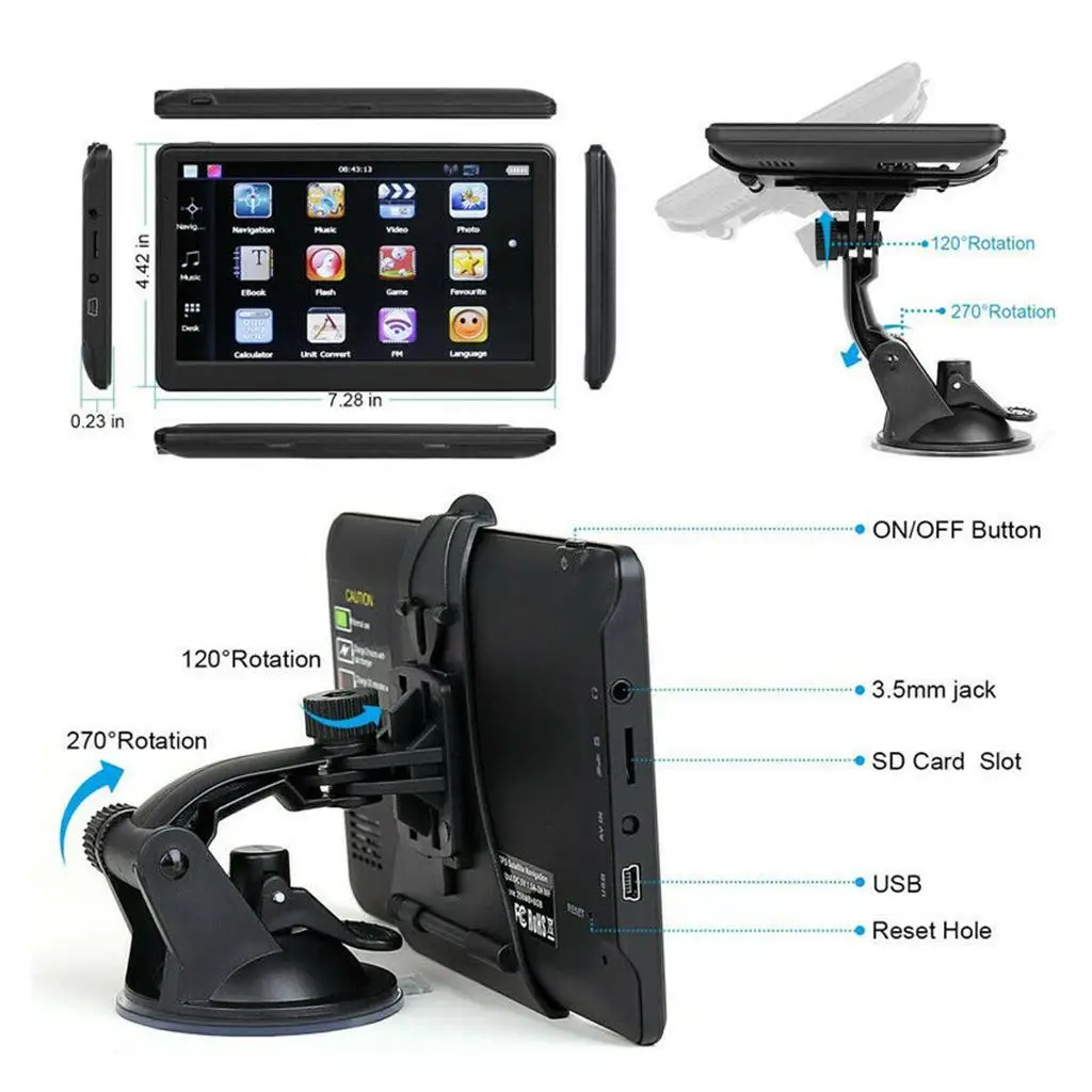 

7 Car Truck GPS Navigation Navi 8GB 256MB Free Map Update Australia