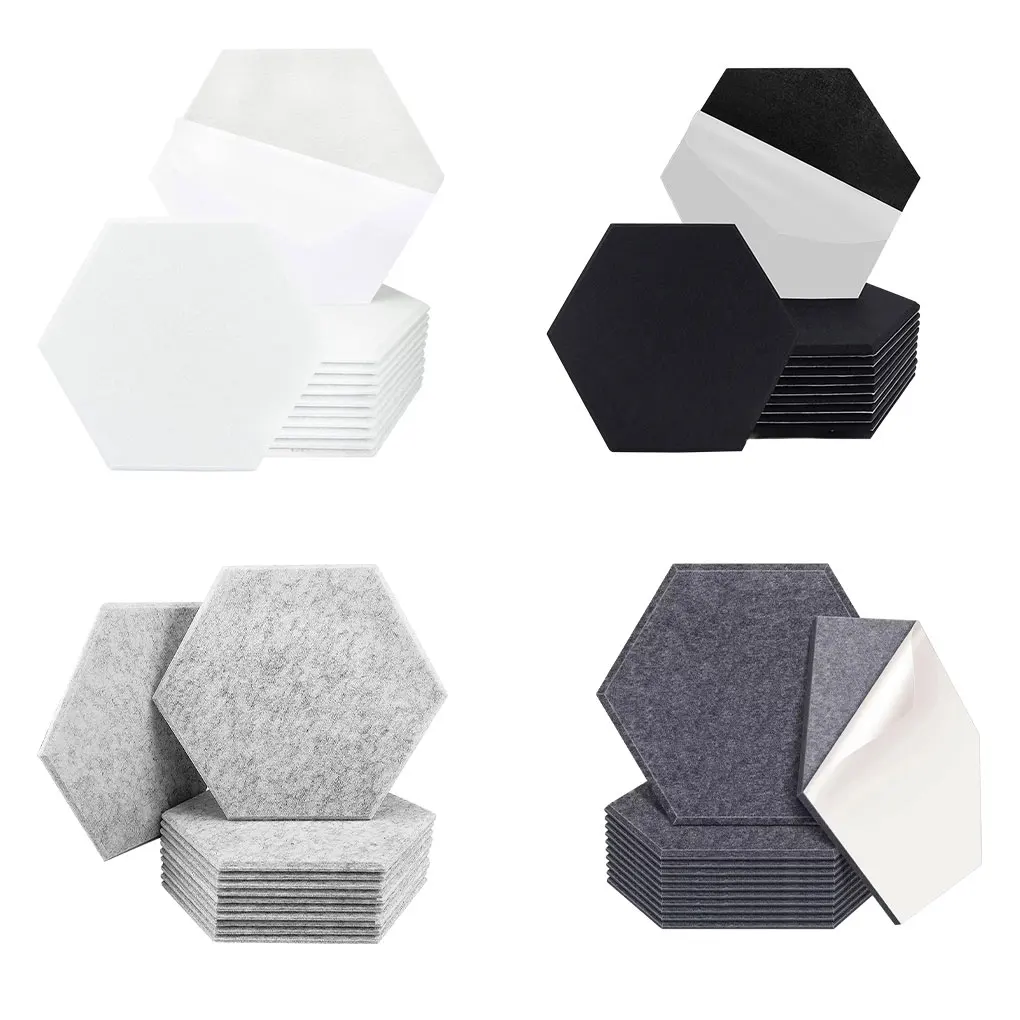 

12x Self-adhesive Acoustic Wall Panels Durable And Reliable Hexagonal Self-adhesive Acoustic Panels Sound black