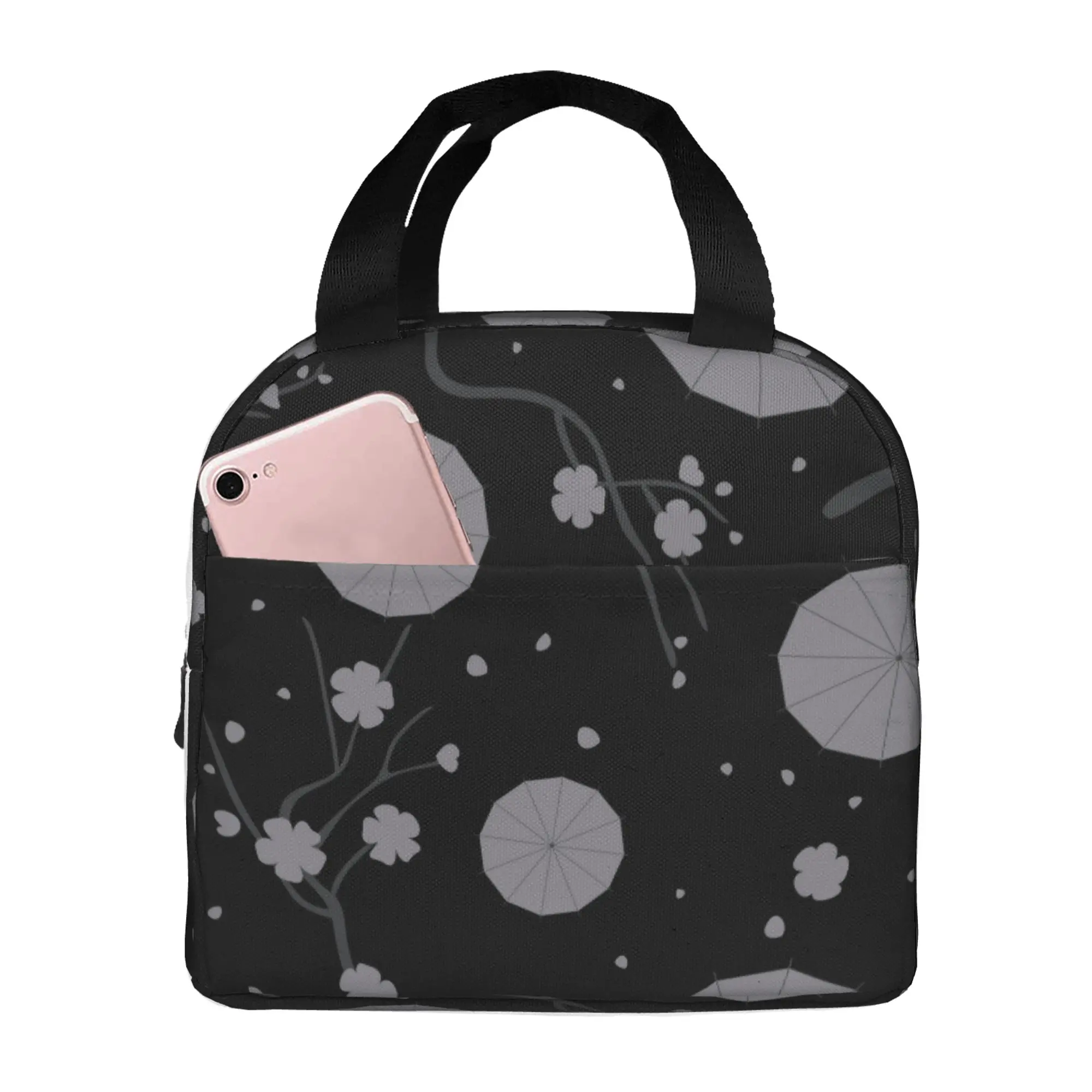 

Сумка для ланча Sakura And Umbrella для женщин, Большой Многоразовый изолированный Ланч-бокс для работы, складной тоут для взрослых для офиса