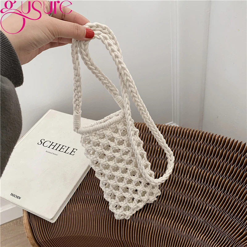 Повседневные плетеные сумки Gusure через плечо для отпуска женские летние вязаные