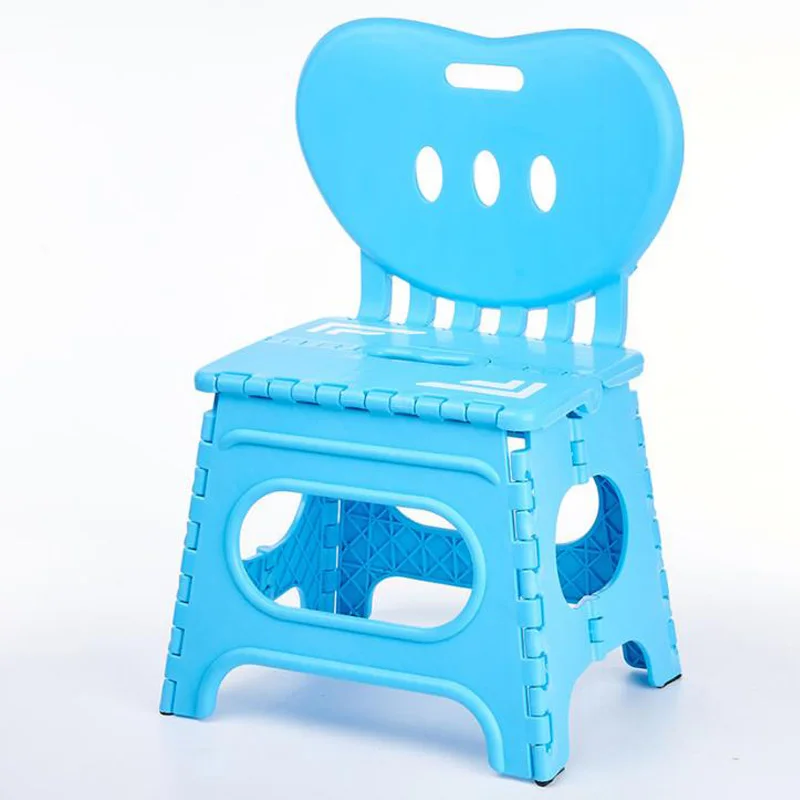 

Thickened Folding Stool Plastic Backrest Portable Home Chair Creative Kindergarten Small Bench Children